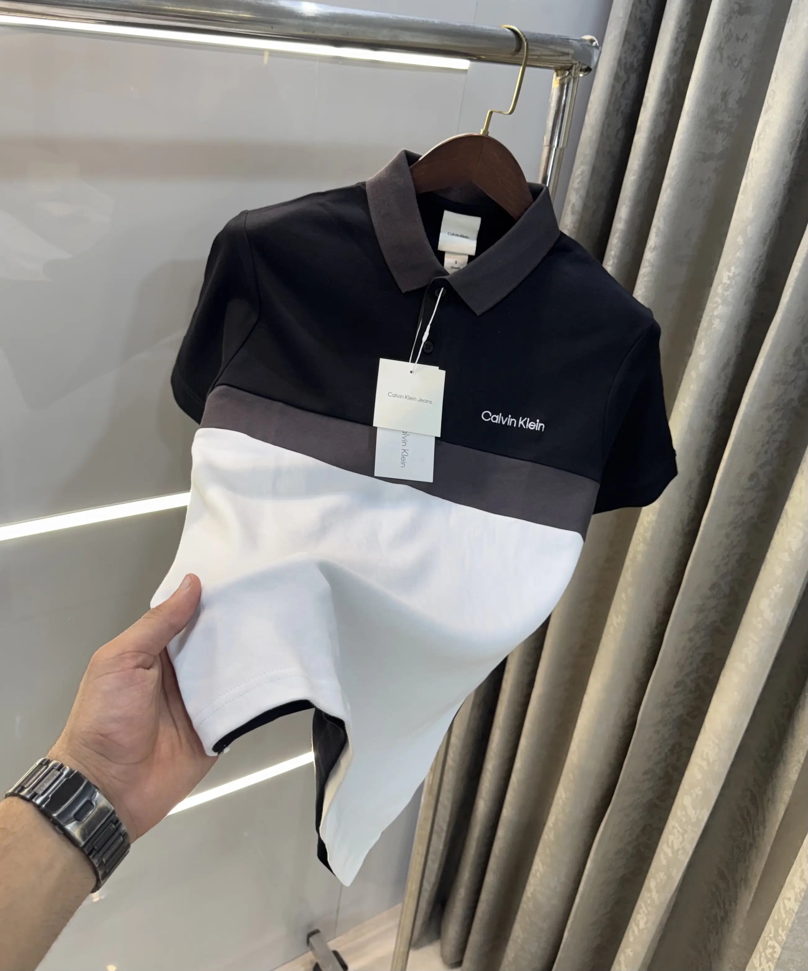 Calvin  Klein Grey White Premium Polo T-Shirt Main image