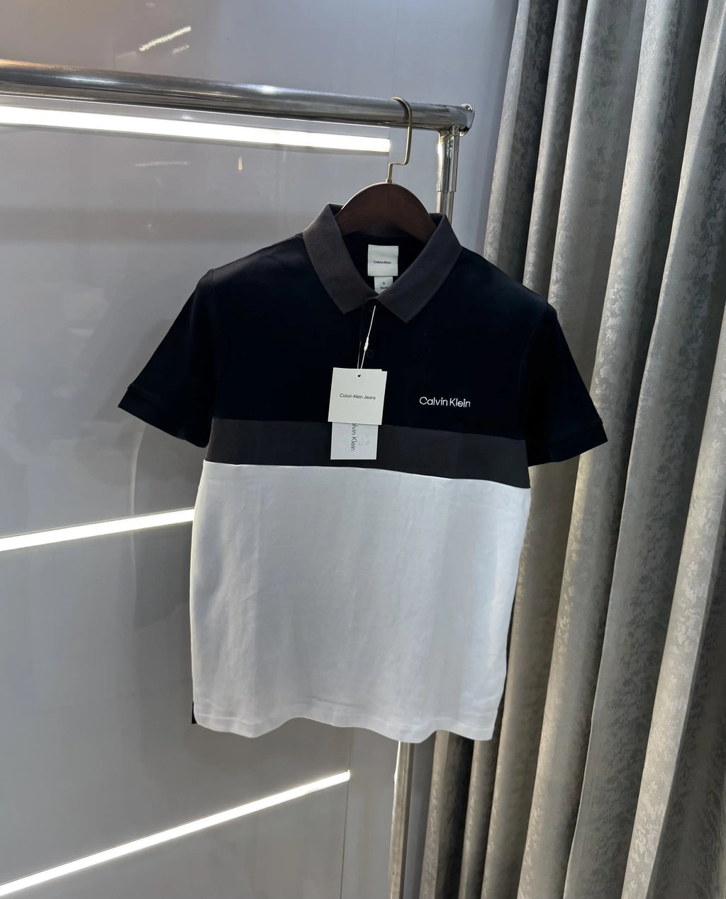 Calvin  Klein Grey White Premium Polo T-Shirt