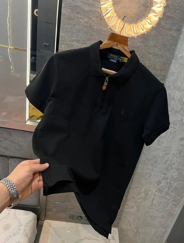 Ralph Lauren Black Embroidery Logo Premium Classic Polo T-Shirt