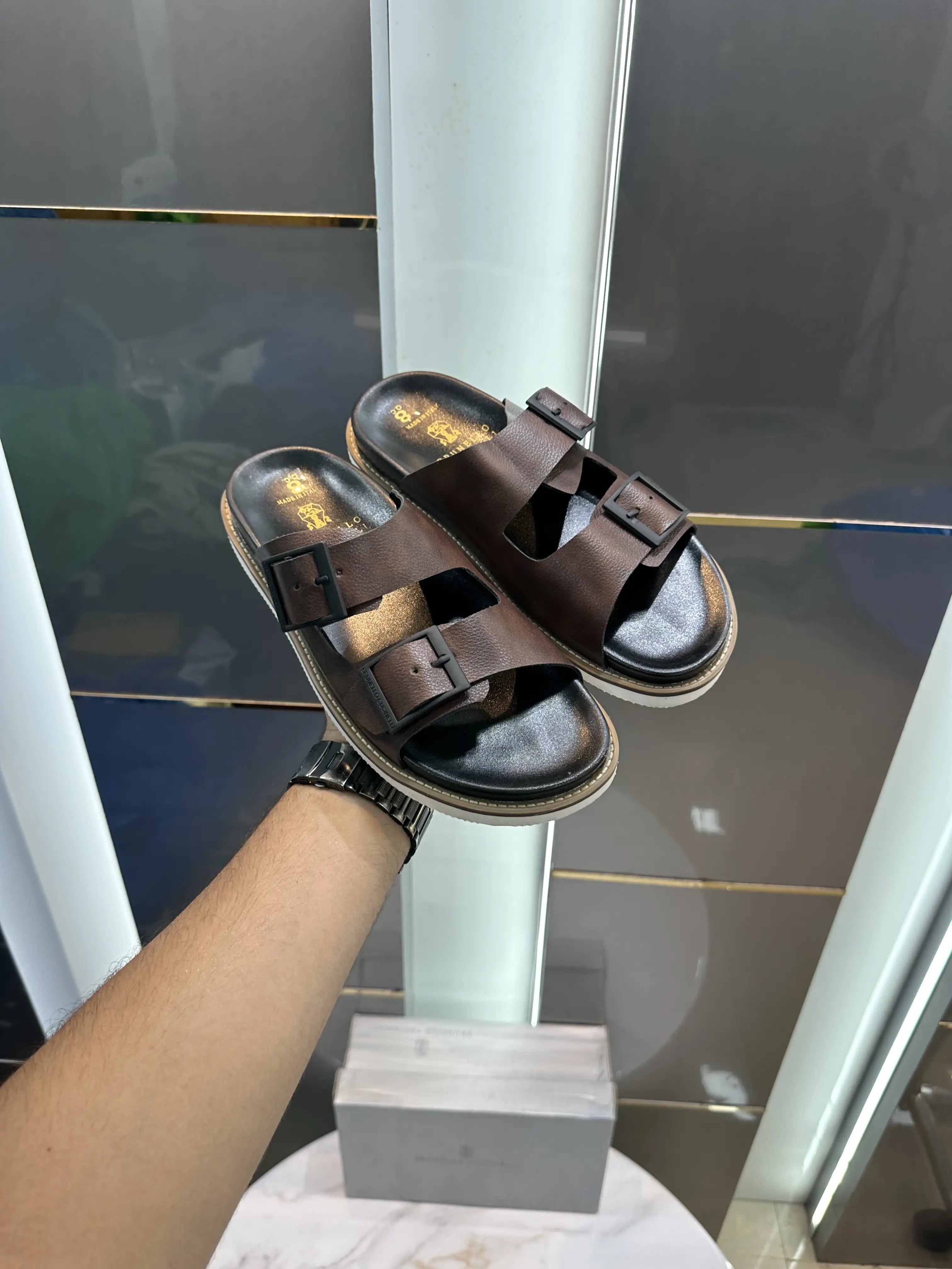 Brunello_Cucinelli Brown Slide For Men Secondary image