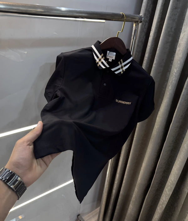 Burberr y Black Imported Polo T-Shirt