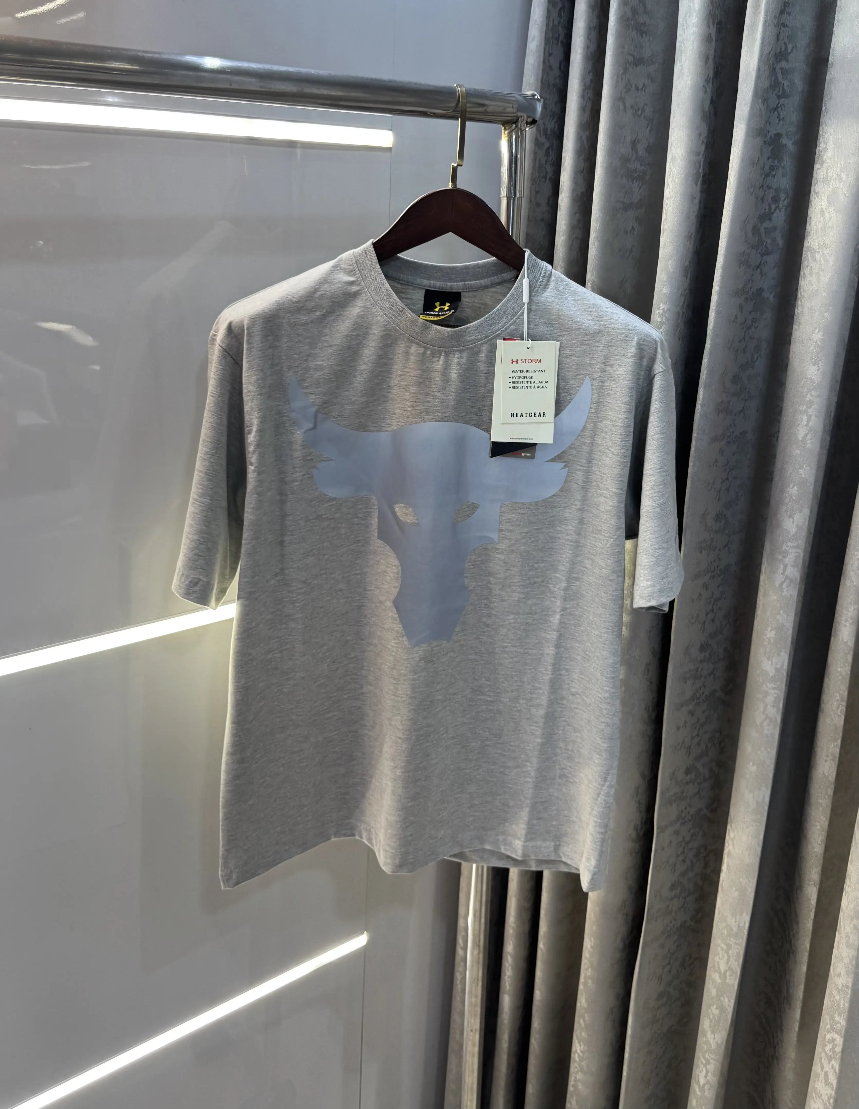 Under Armour Grey Reflective Logo Print Imported Oversized T-Shirt Main image