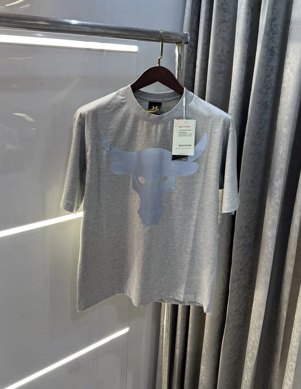 Under Armour Grey Reflective Logo Print Imported Oversized T-Shirt