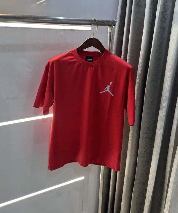 Air Jordan Red Reflective Logo Print Imported Oversized T-Shirt
