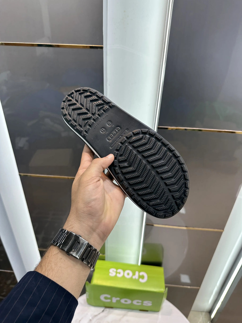 Crocs_Bayaband Black White Slide For Men