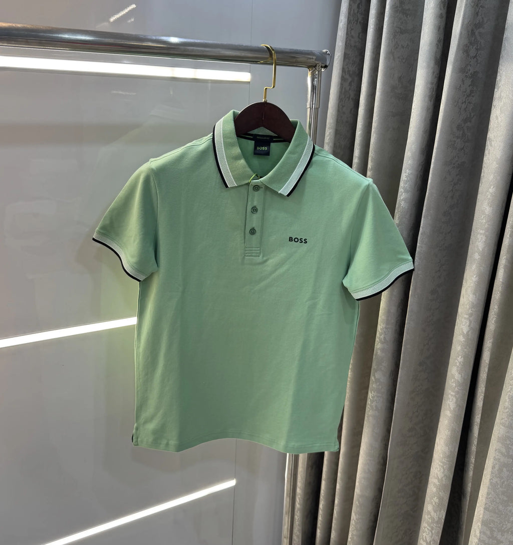 Hug o Boss Green Logo Work Premium Polo T-shirt