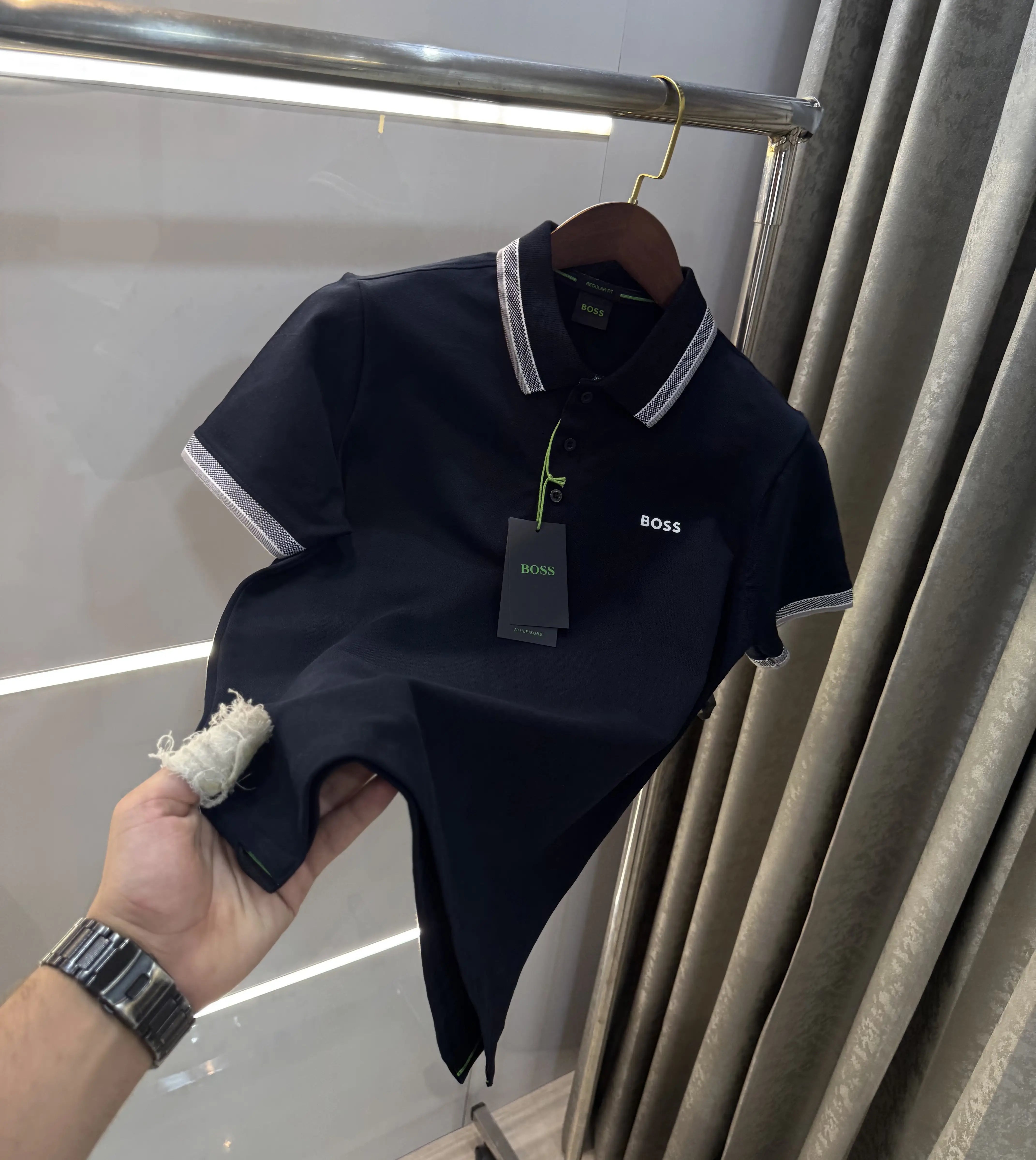 Hug o Boss Navy Blue Logo Work Premium Polo T-shirt Secondary image