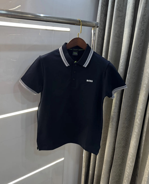 Hug o Boss Navy Blue Logo Work Premium Polo T-shirt