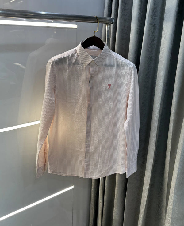 Ami Paris Pink Embroidery Logo Premium Shirt