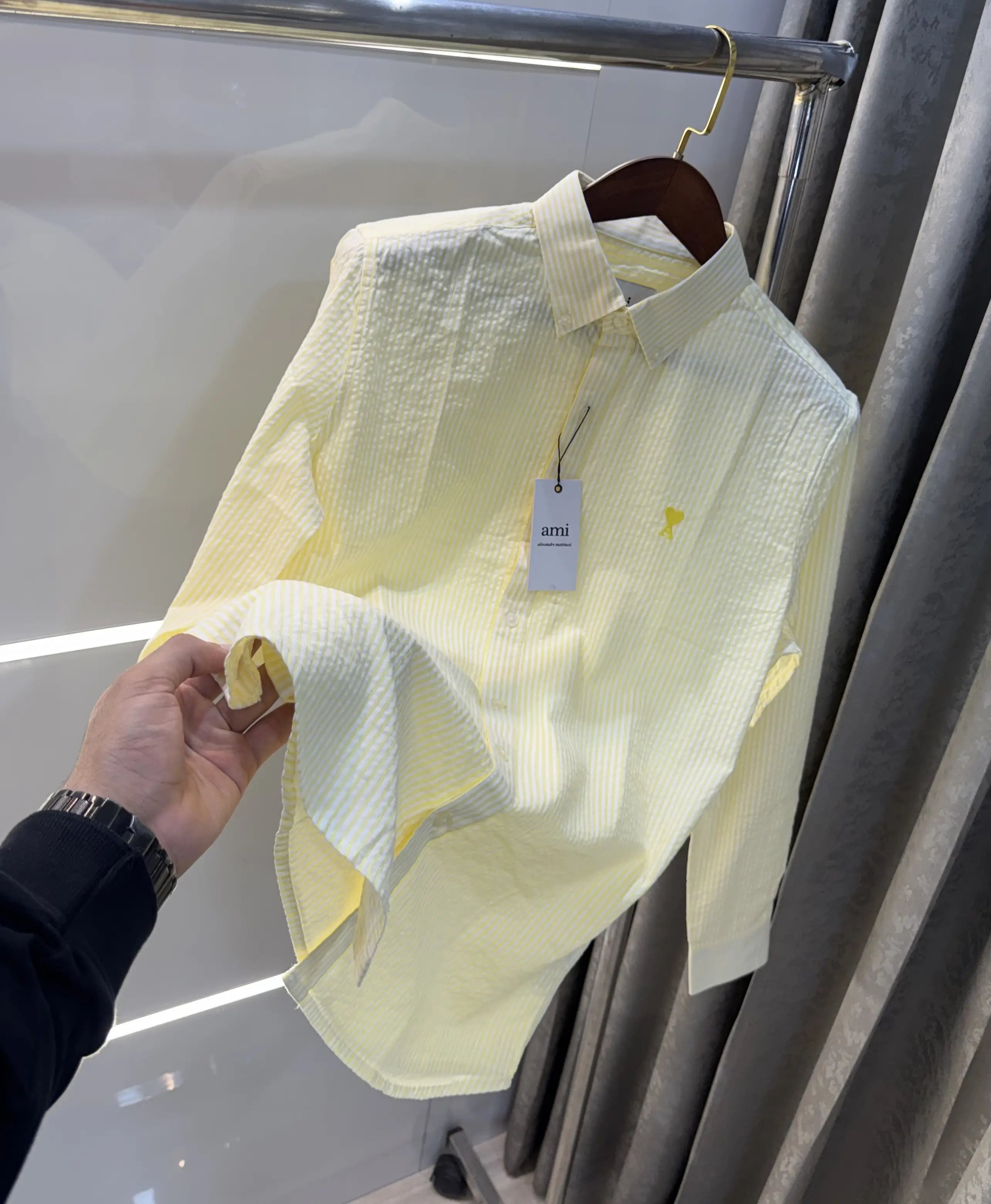 Ami Paris Yellow Embroidery Logo Premium Shirt Main image