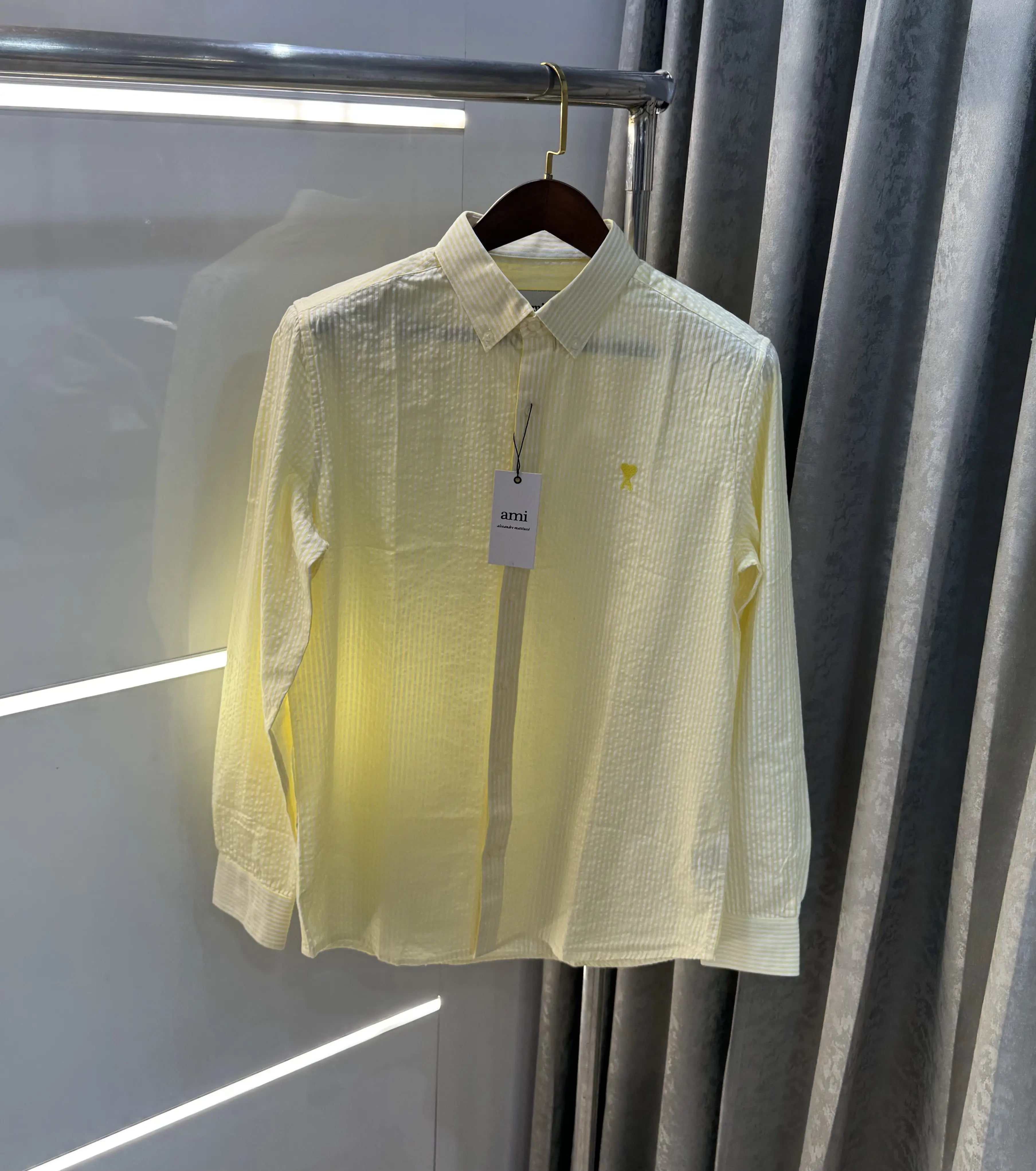 Ami Paris Yellow Embroidery Logo Premium Shirt