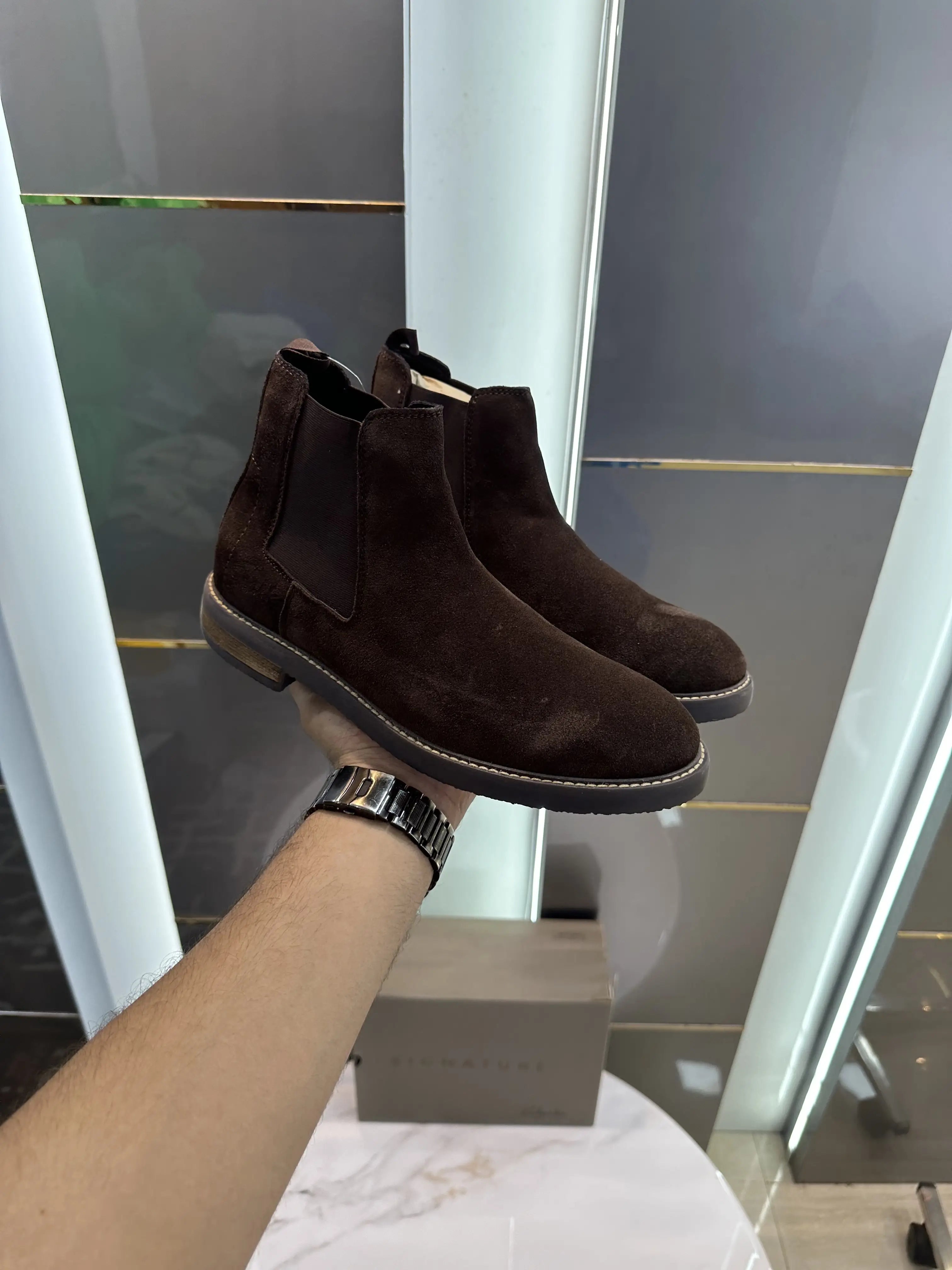 Clarks_Brown Premium Suede Leather Boots Secondary image