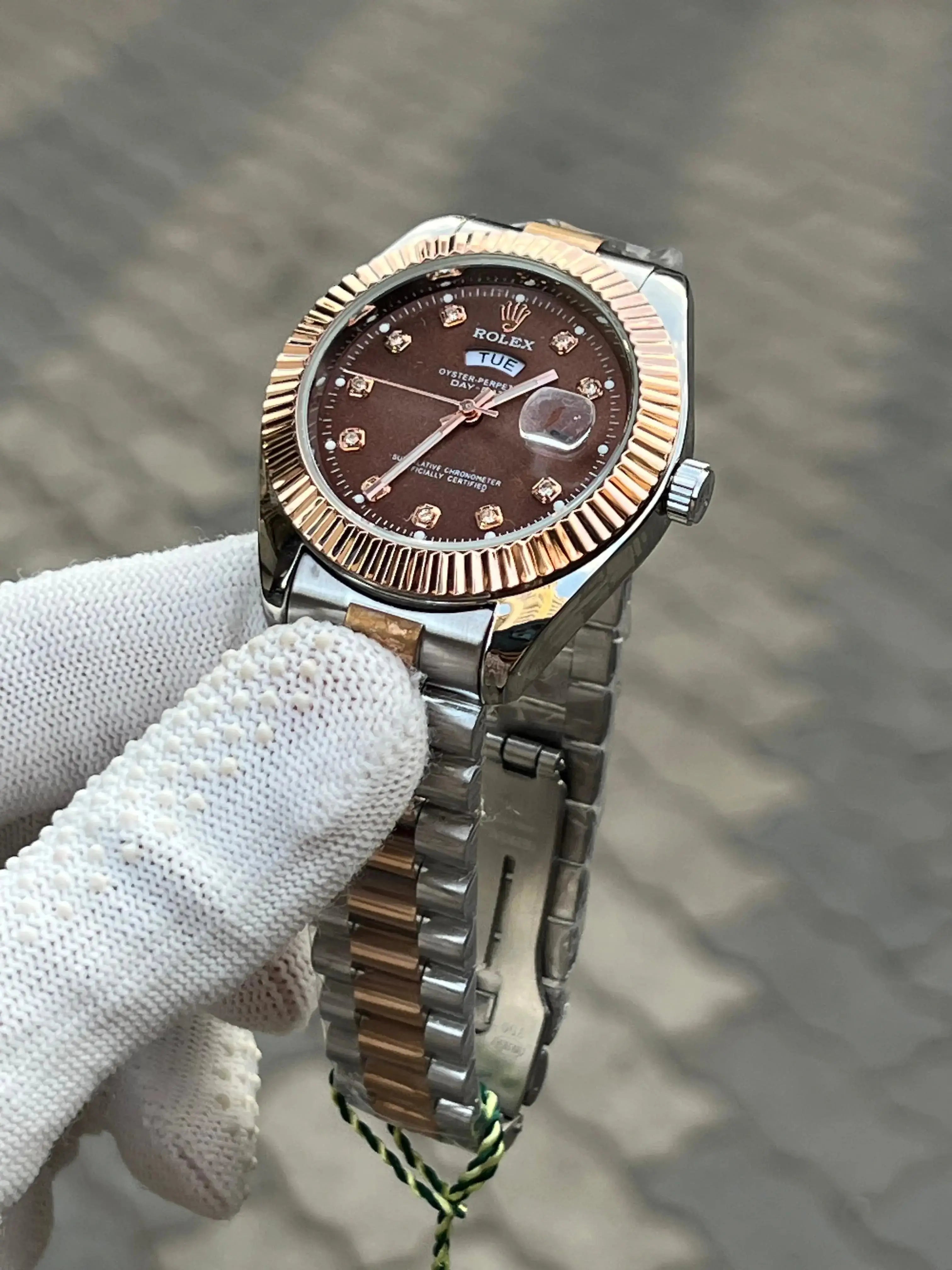 Rolex Day Date Two Tone Diamond Chocolate