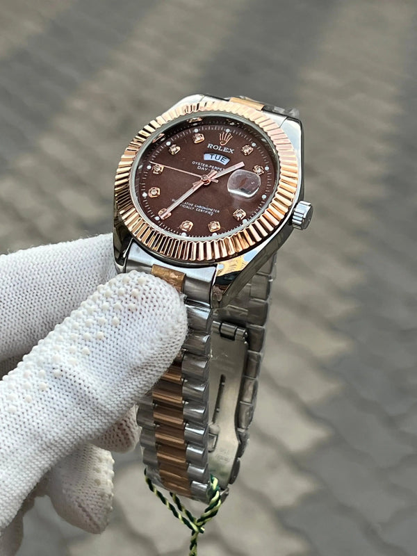 Rolex Day Date Two Tone Diamond Chocolate