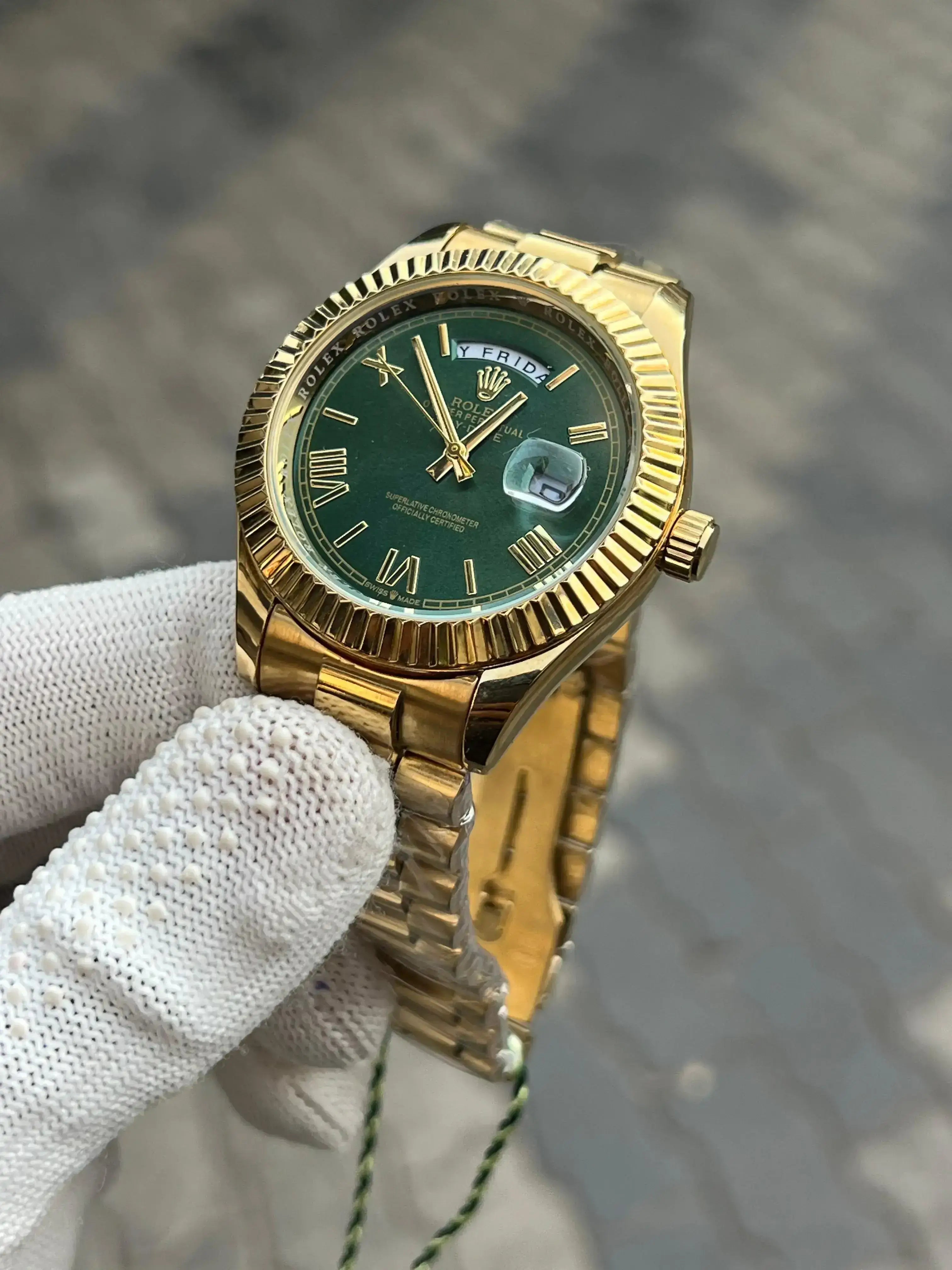 Rolex Day Date Gold Green Roman