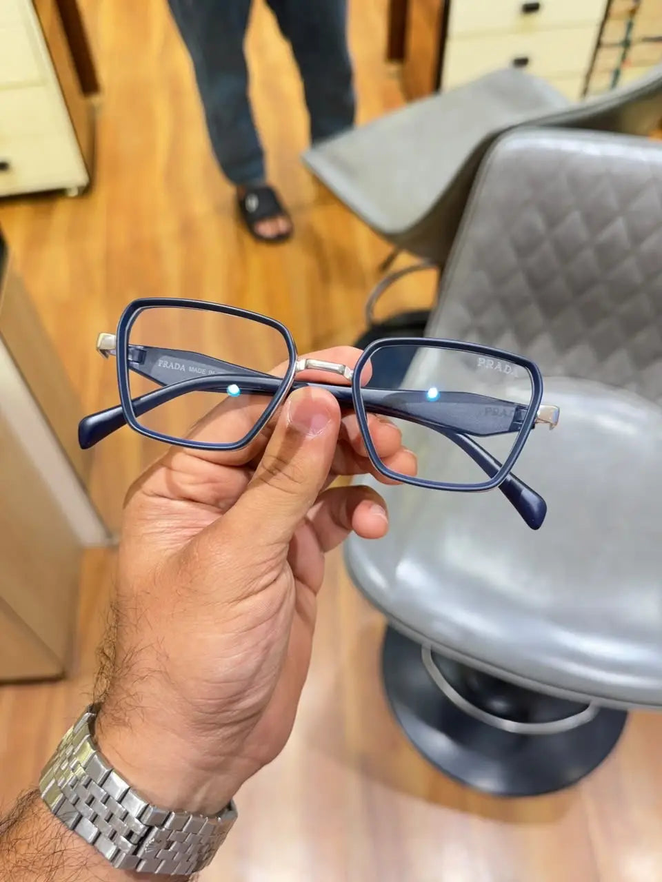 Prada 7381 silver blue plano