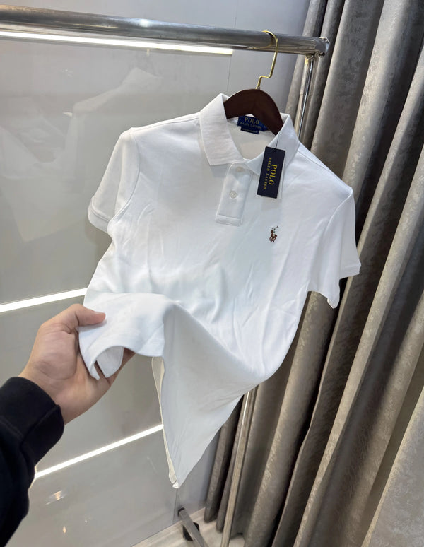 Ralph Lauren White Premium Classic Polo T-Shirt