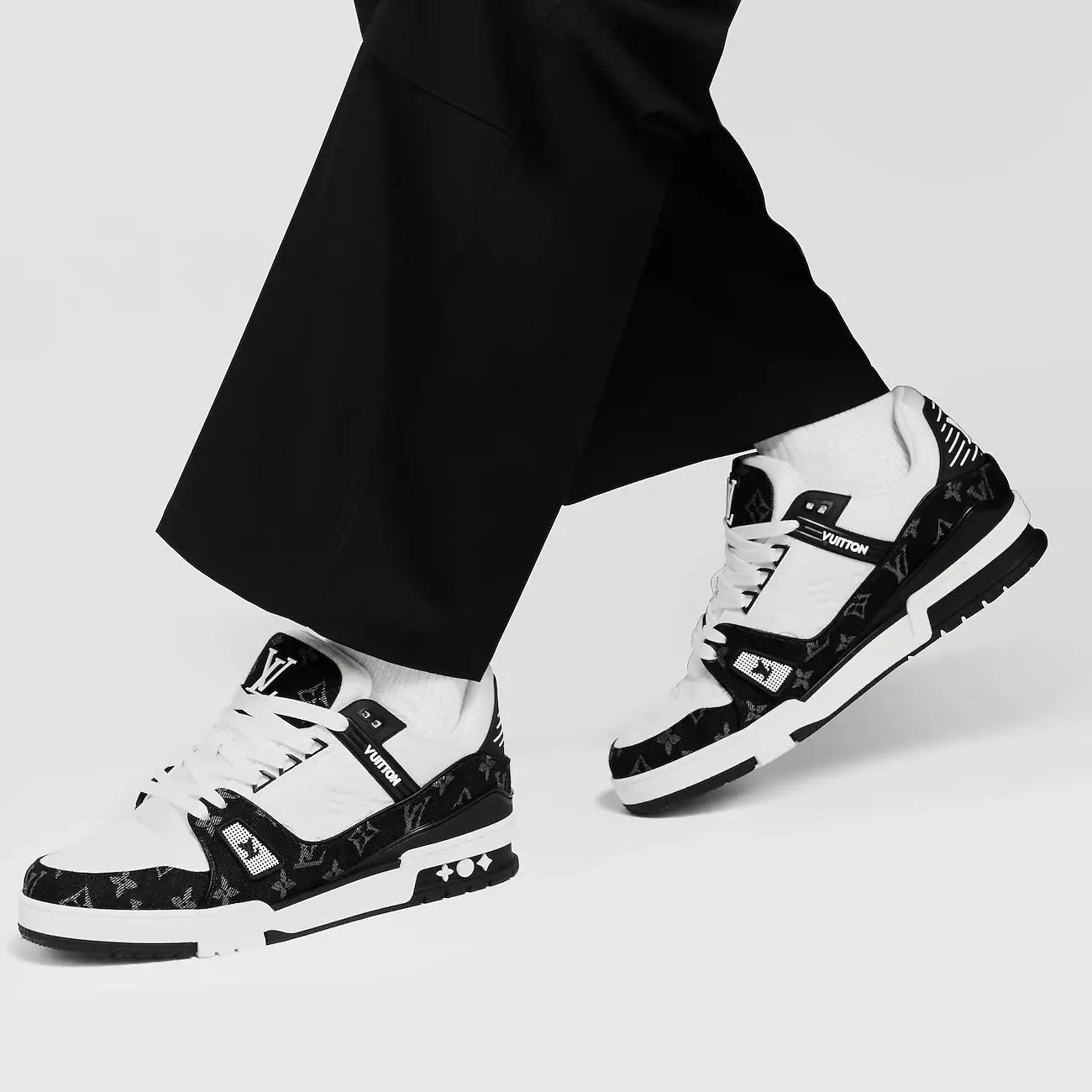 Louis Vuitton LV Trainer Monogram White Black Denim (140