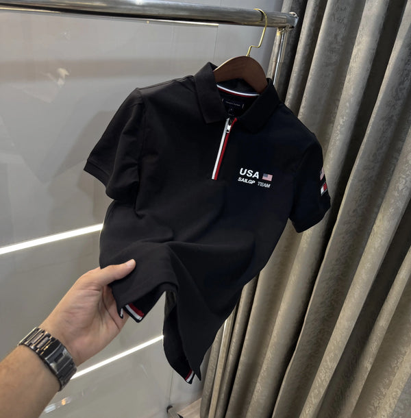 Tomm y Hilfiger Black Premium Polo T-shirt
