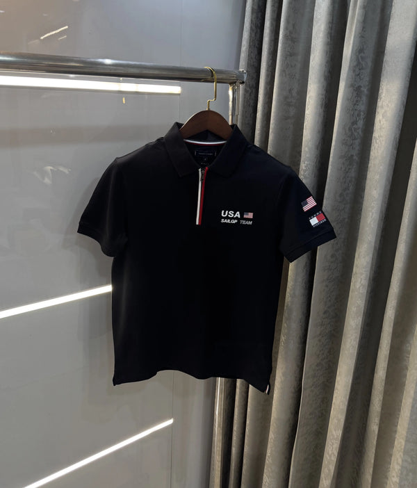 Tomm y Hilfiger Black Premium Polo T-shirt