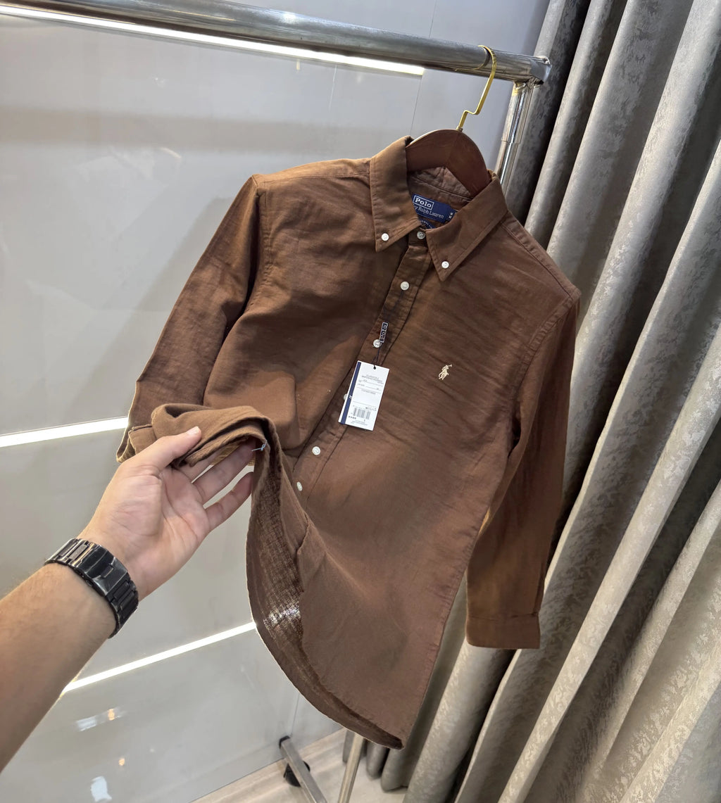 Ralph Lauren Brown Premium Linen Shirt