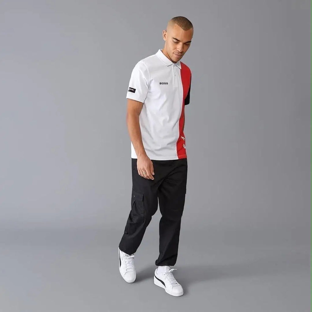 Hug o Boss White Porsch e Edition Premium Polo T-shirt