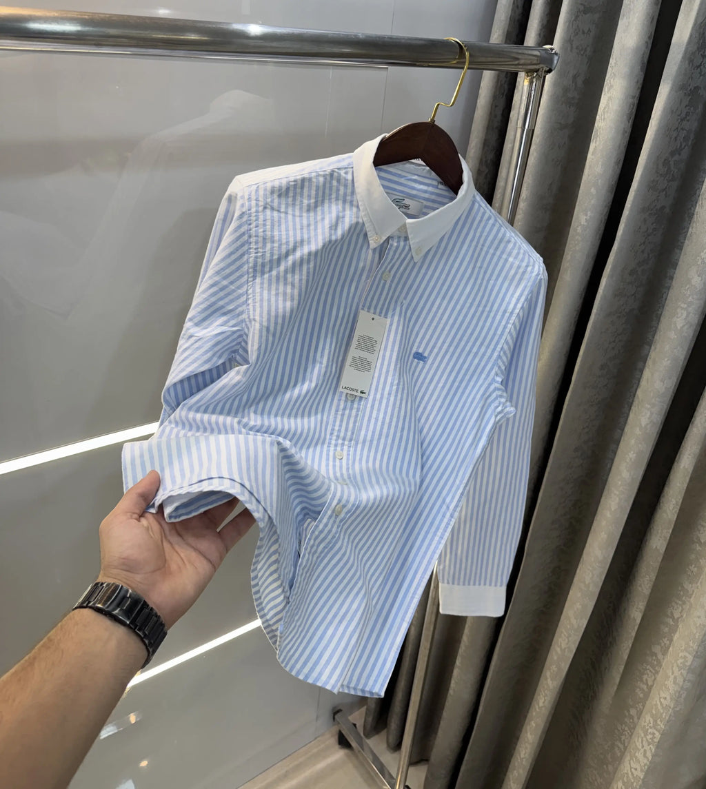 Lacost e Sky Blue Embroidery Logo Work Premium Shirt