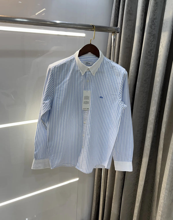 Lacost e Sky Blue Embroidery Logo Work Premium Shirt