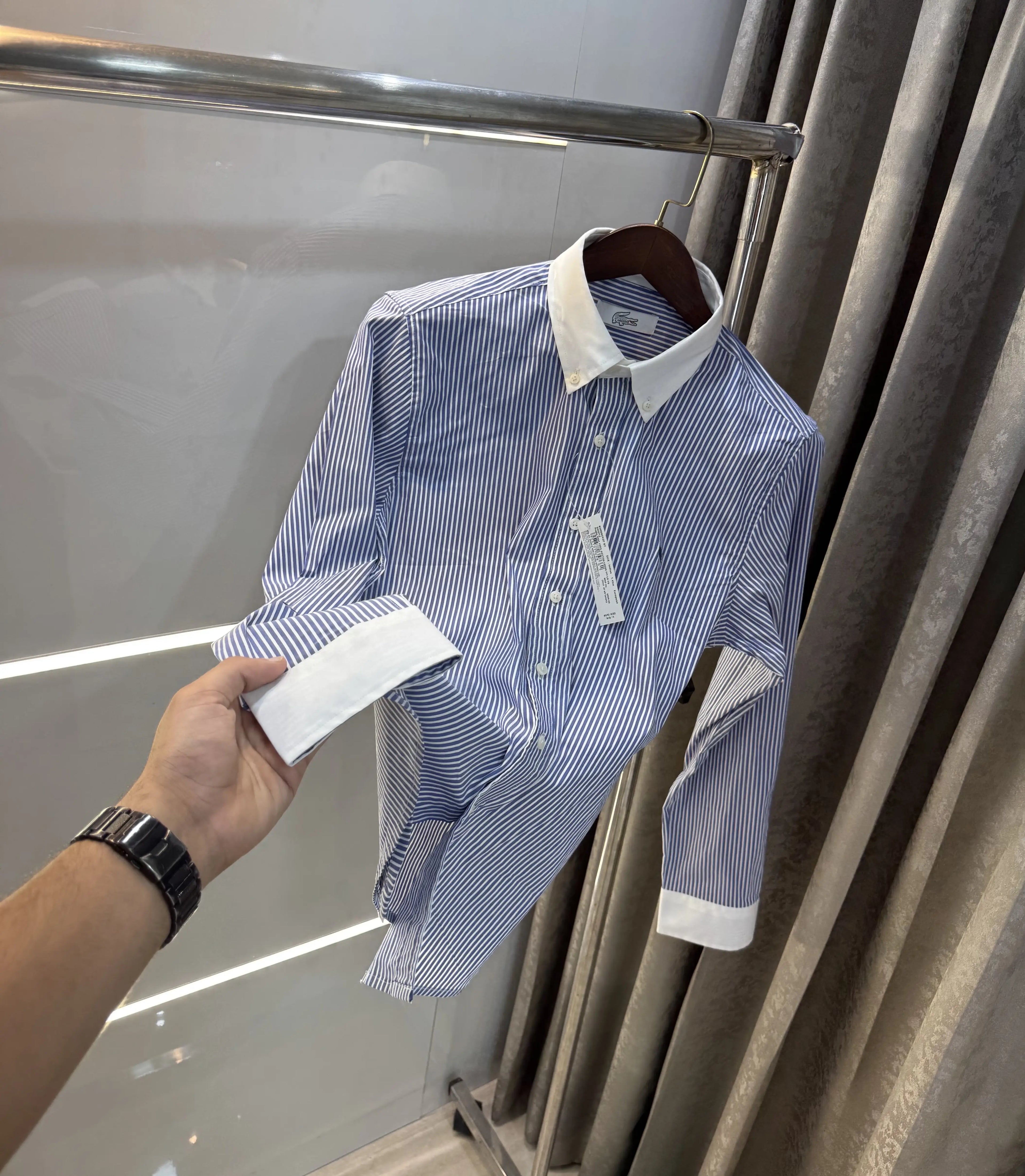 Lacost e Dark Blue Embroidery Logo Work Premium Shirt