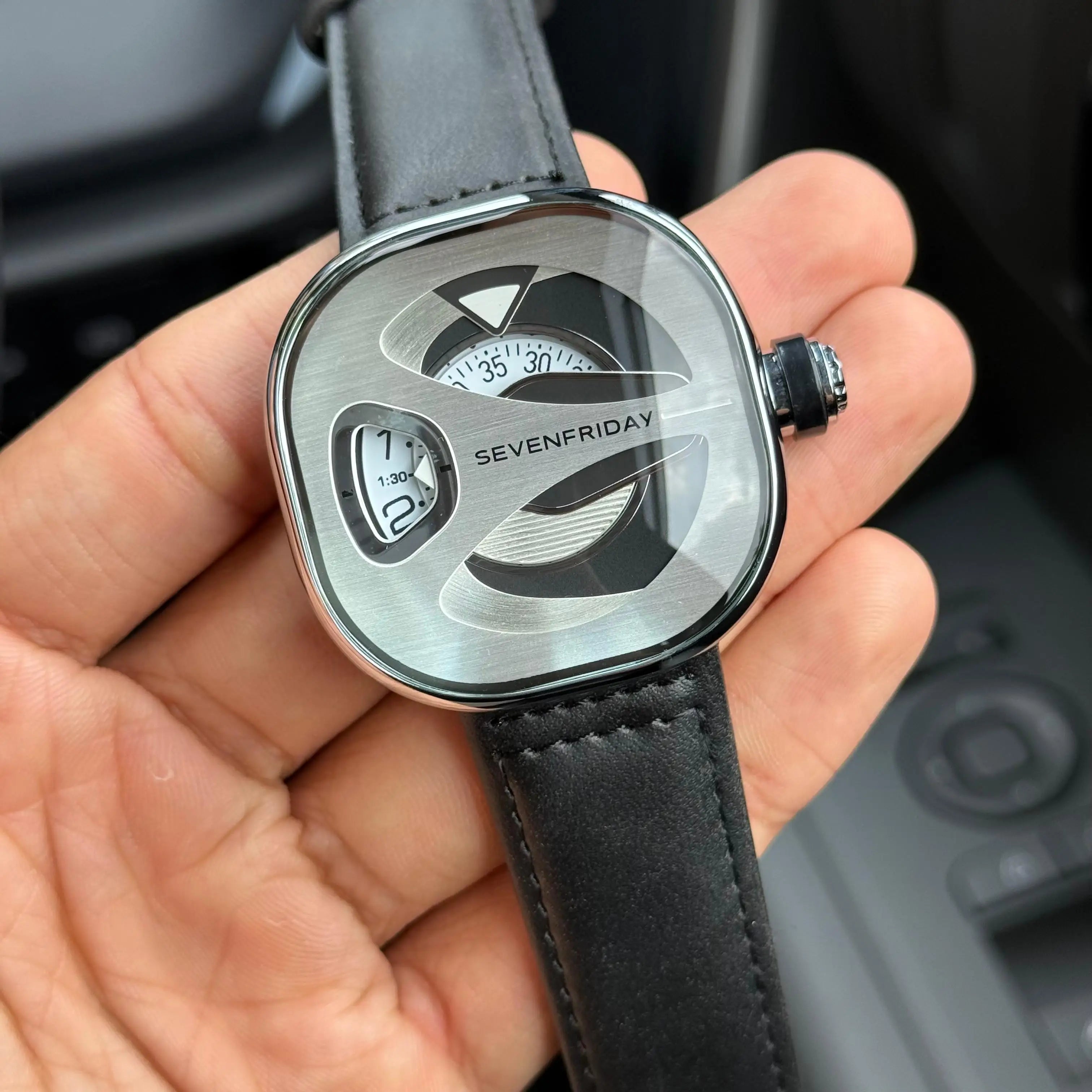 Seven Friday ME Series Leather Silver White Dial Black Belt Main image