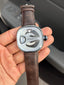 Seven Friday ME Series Leather Silver White Dial Brown Belt