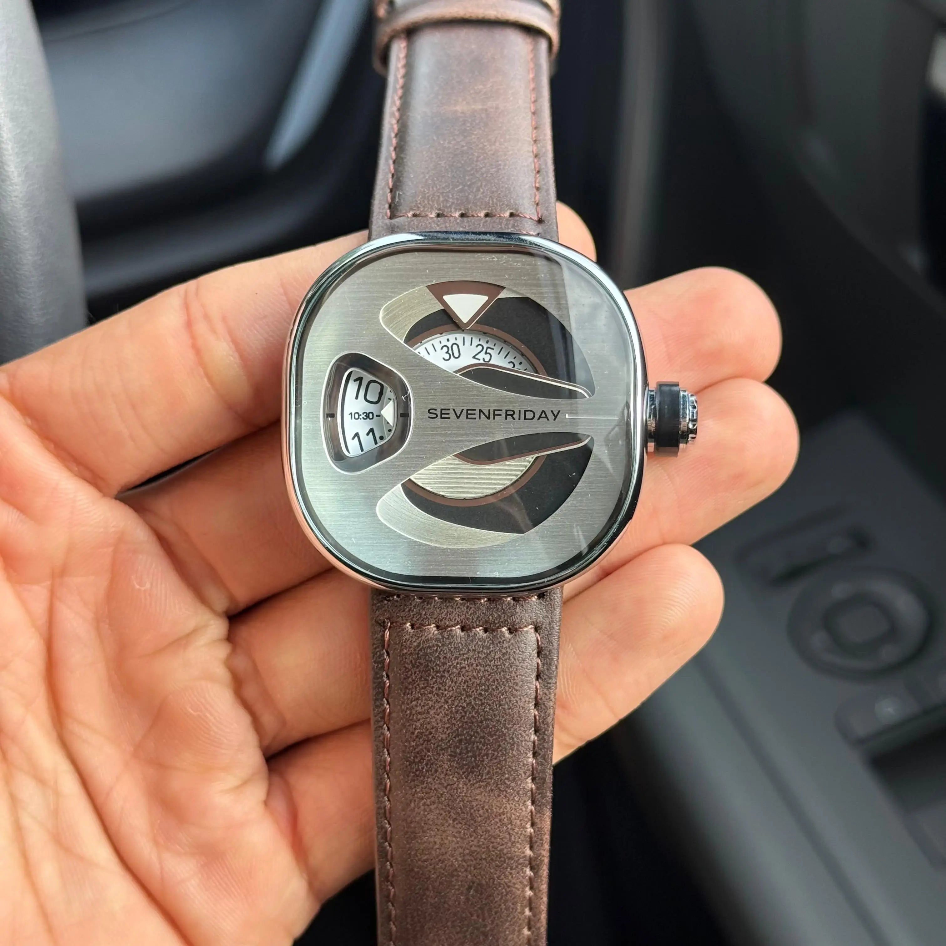Seven Friday ME Series Leather Silver White Dial Brown Belt Secondary image