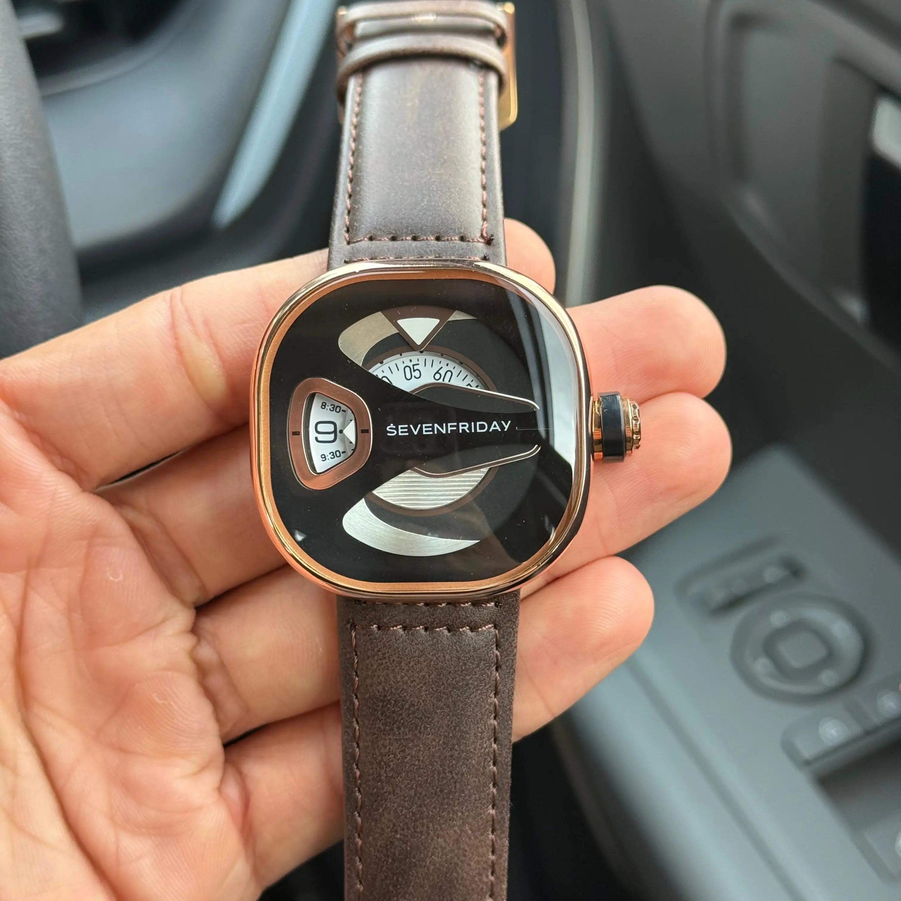Seven Friday ME Series Leather Rose Black Dial Brown Belt Secondary image