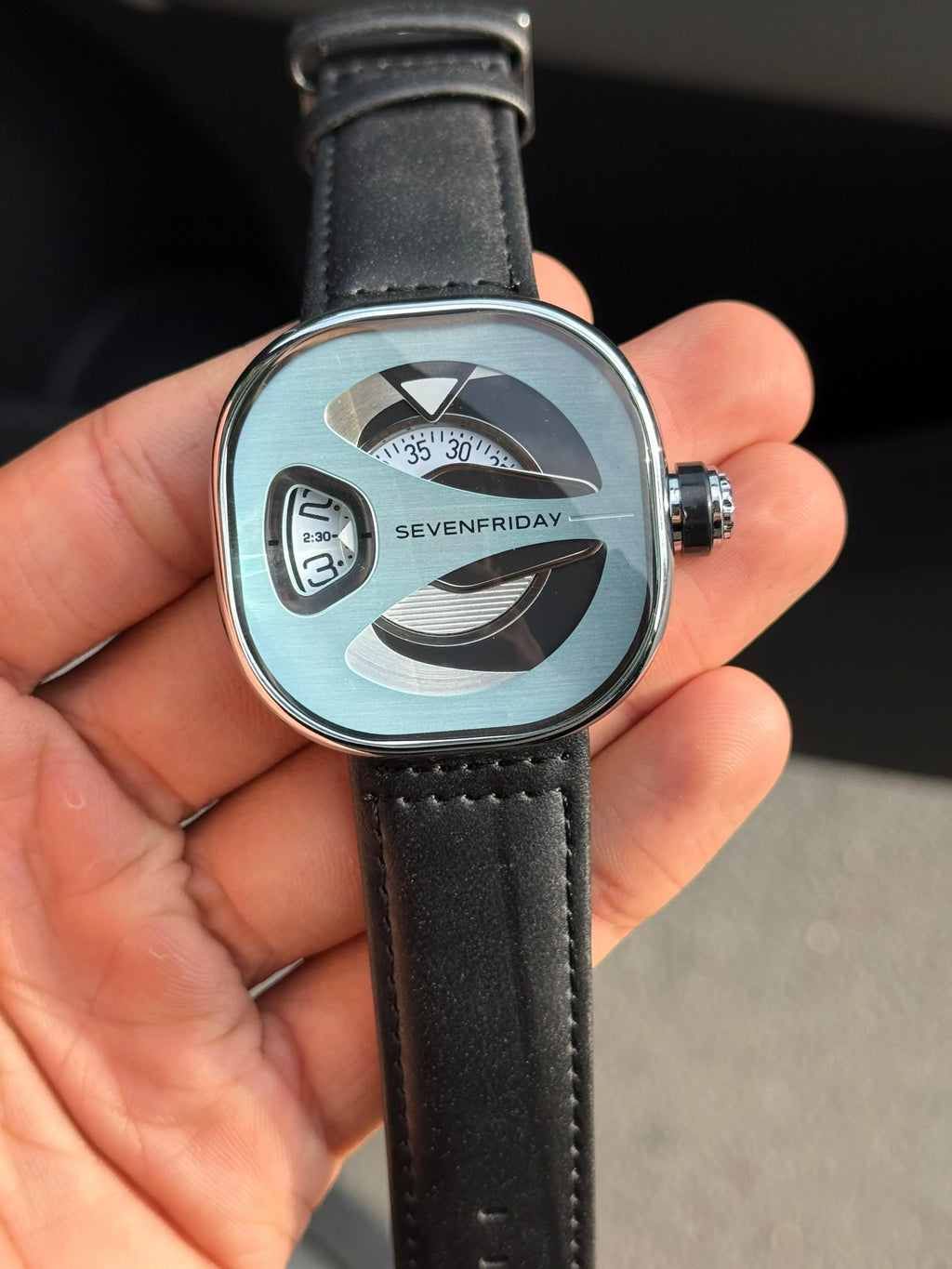 Seven Friday ME Series Leather Silver Tiffany Dial Black Belt