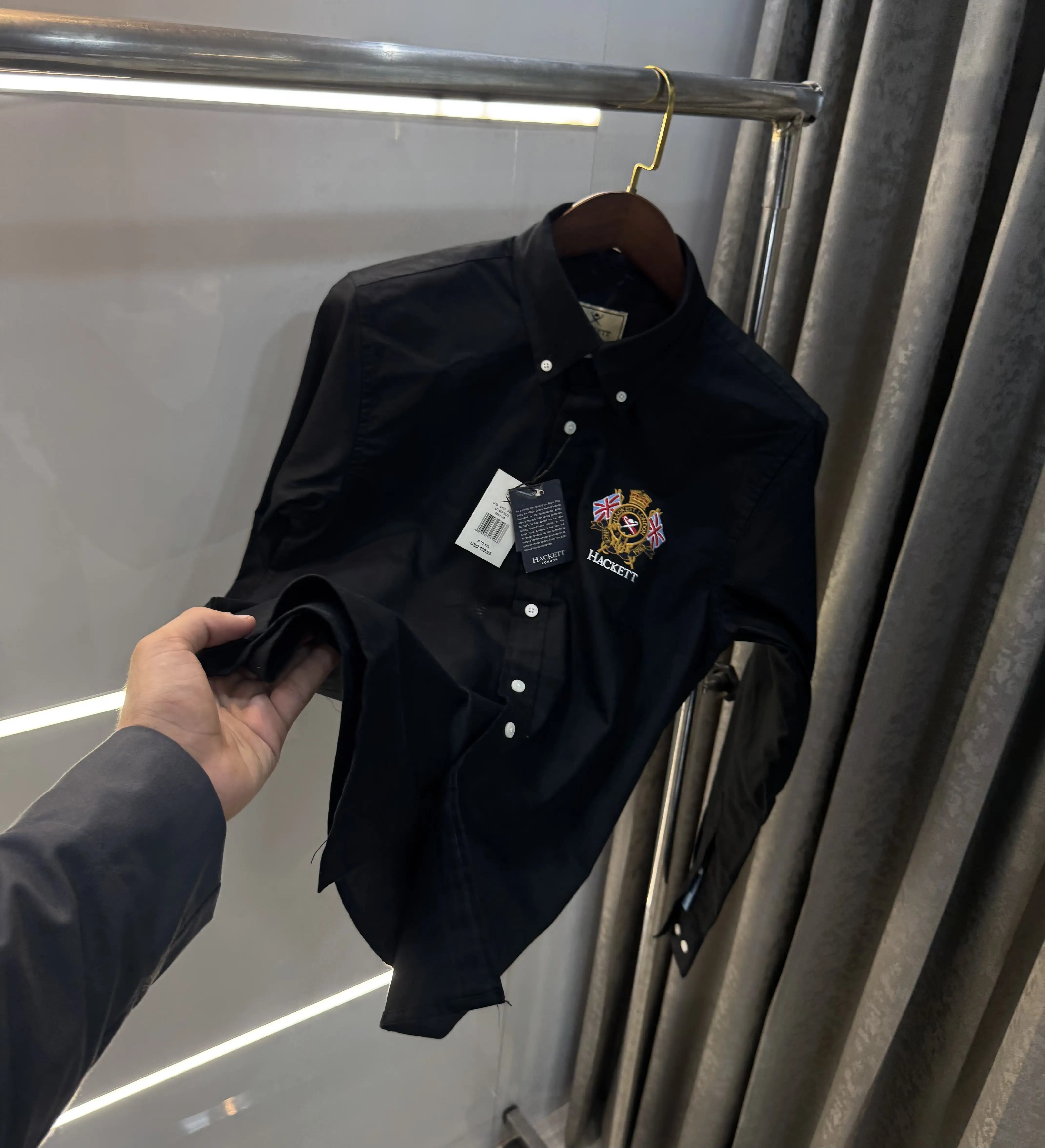 Hacket London Black Embroidery Logo Work Premium Shirt Main image
