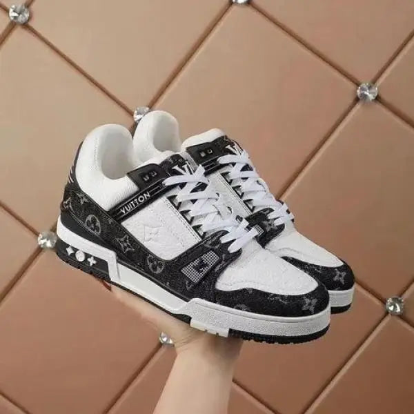 Loui s Vuittton LV Trainer Monogram White Black Denim With Accessories Secondary image