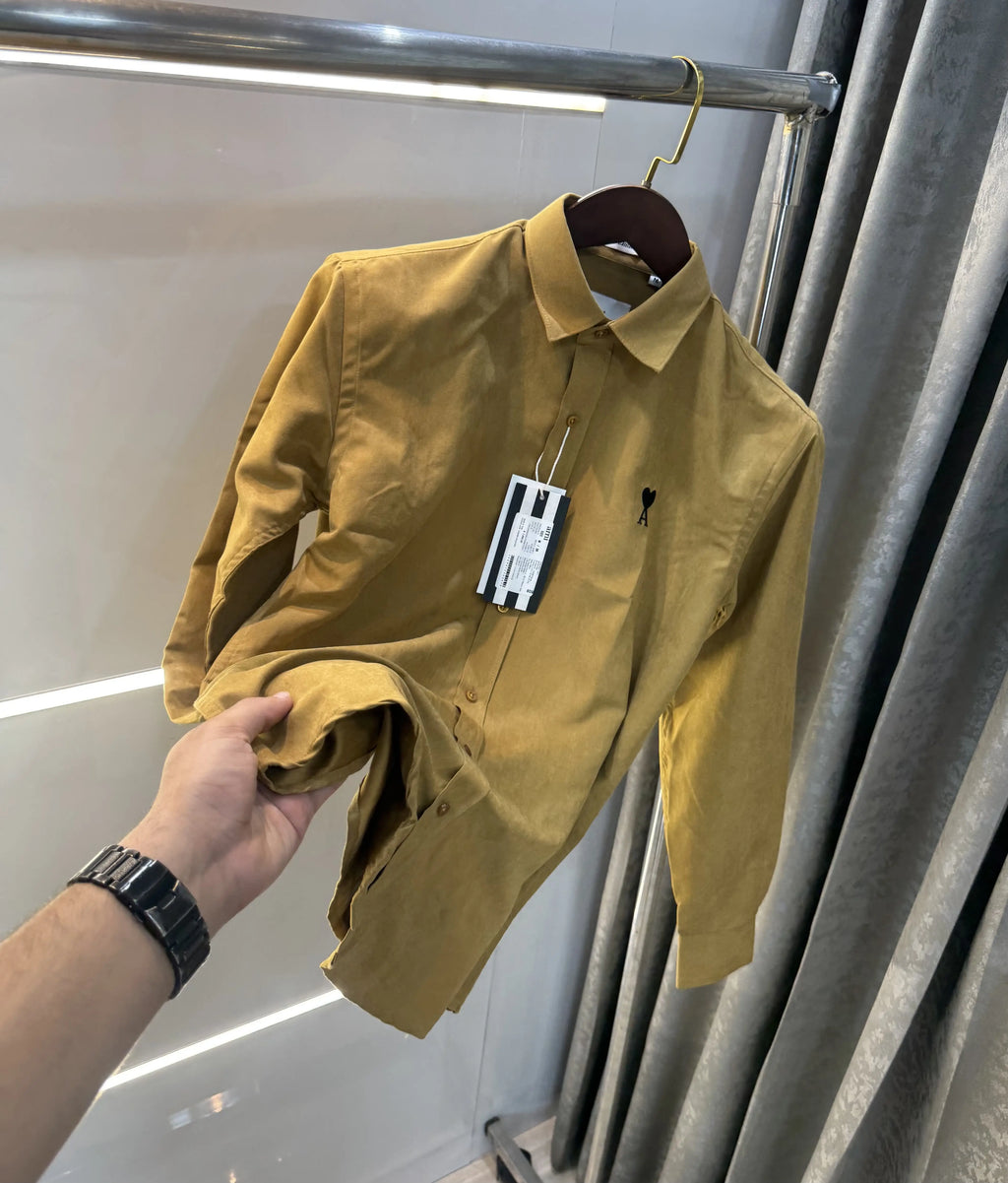 Ami Paris Mustard Embroidry Logo Premium Shirt