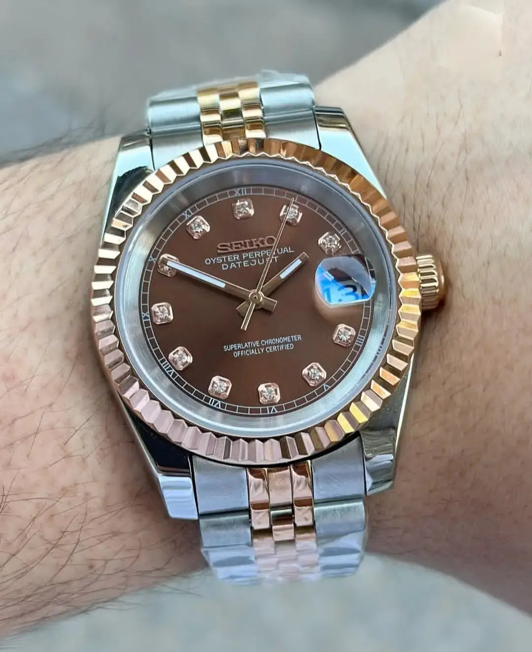 Seiko Mod Datejust Chocolate Swiss Machine Main image
