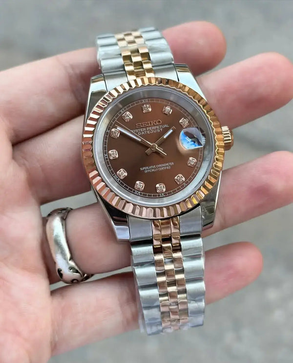 Seiko Mod Datejust Chocolate Swiss Machine