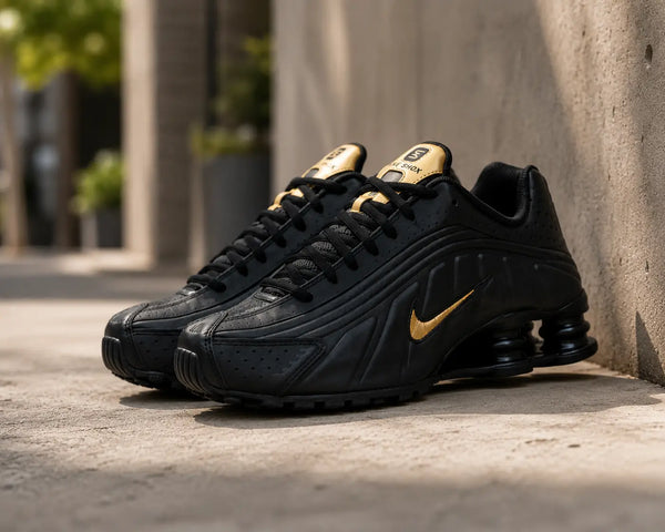 Nike_Shox R4 Black Metallic Gold