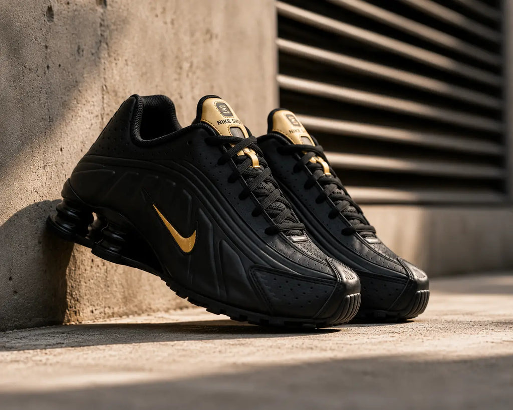 Nike_Shox R4 Black Metallic Gold