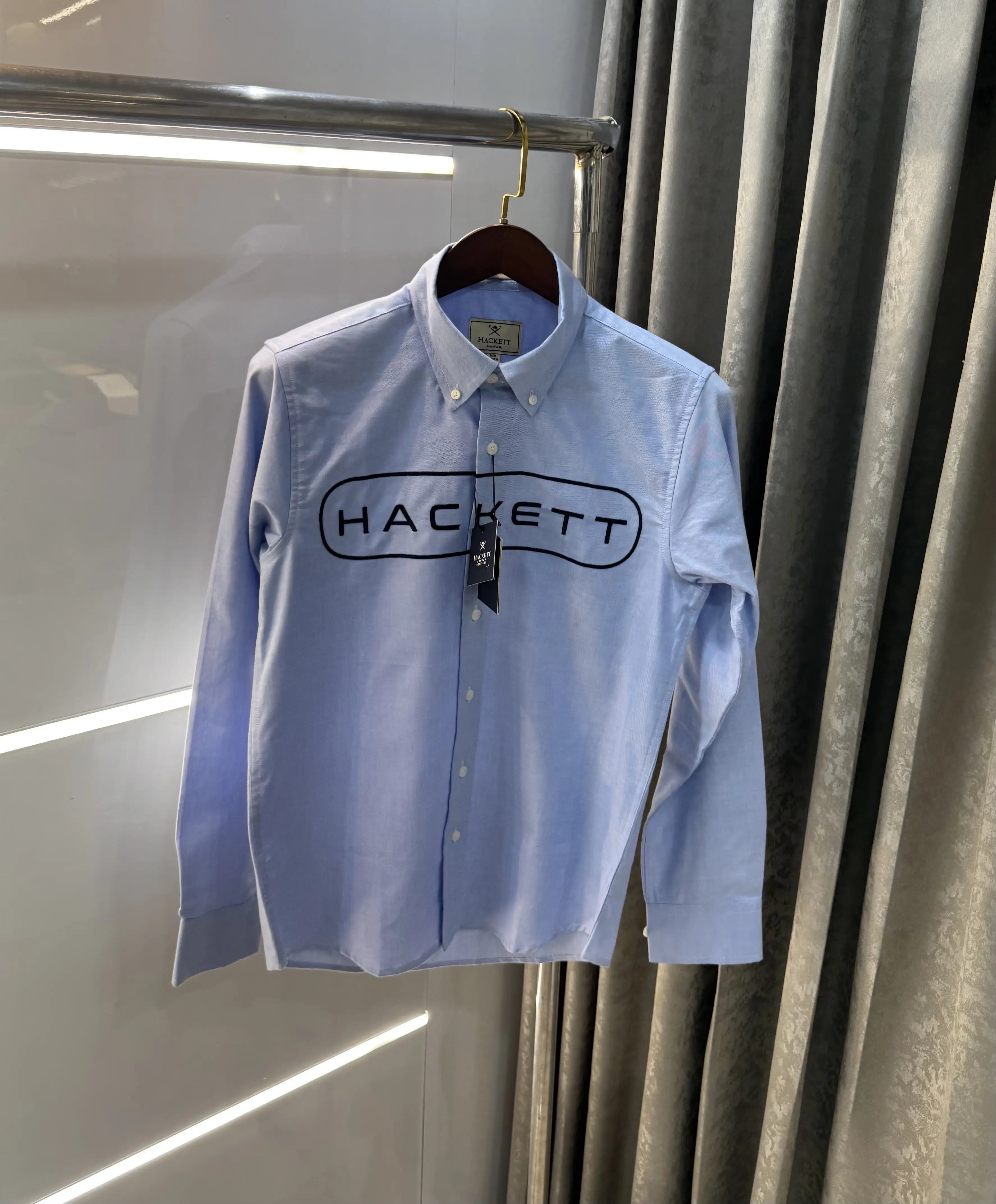 Hacket London i Sky Blue Logo Work Premium Shirt Main image