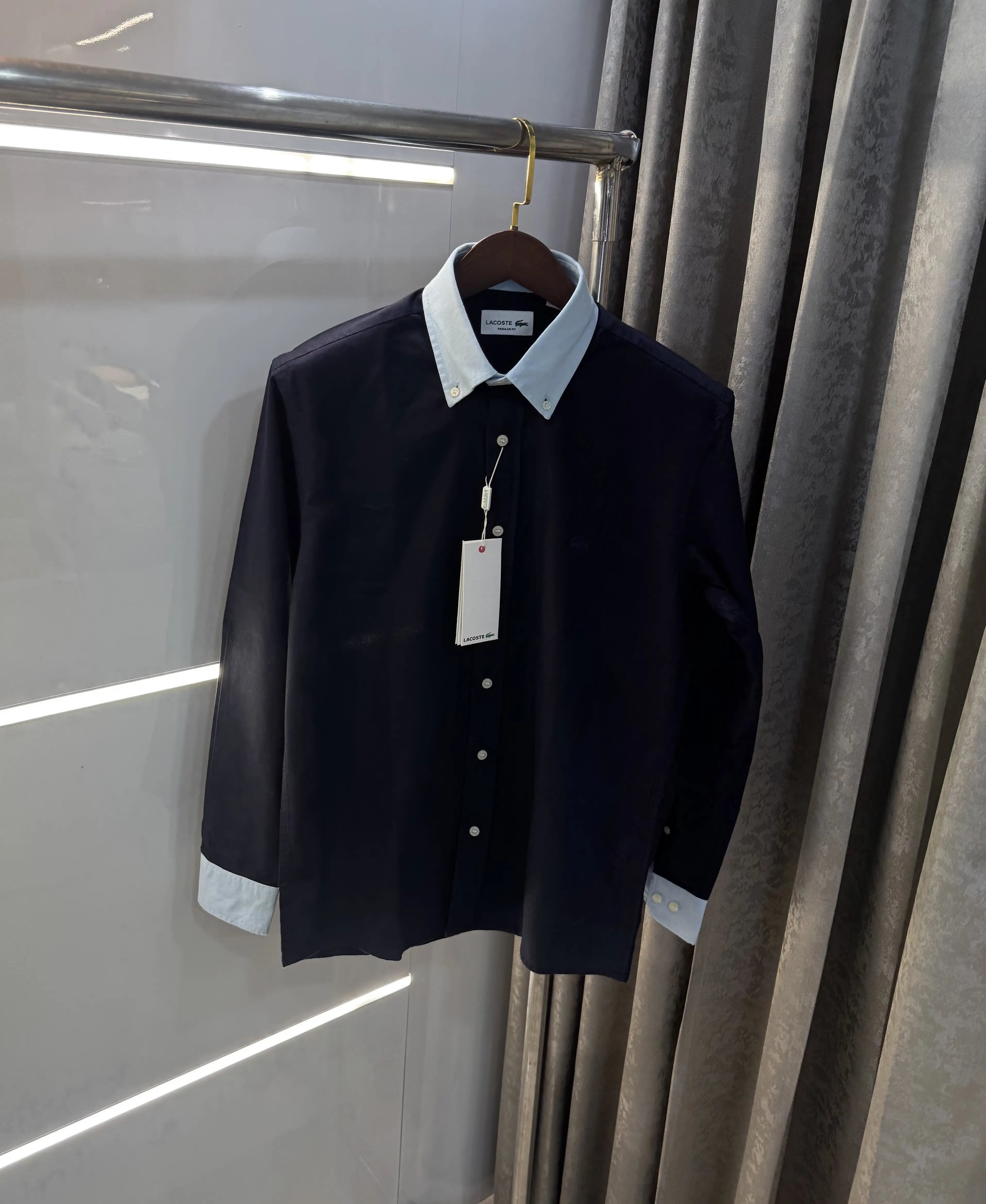 Lacost e Navy Blue Embroidery Logo Work Premium Shirt Main image