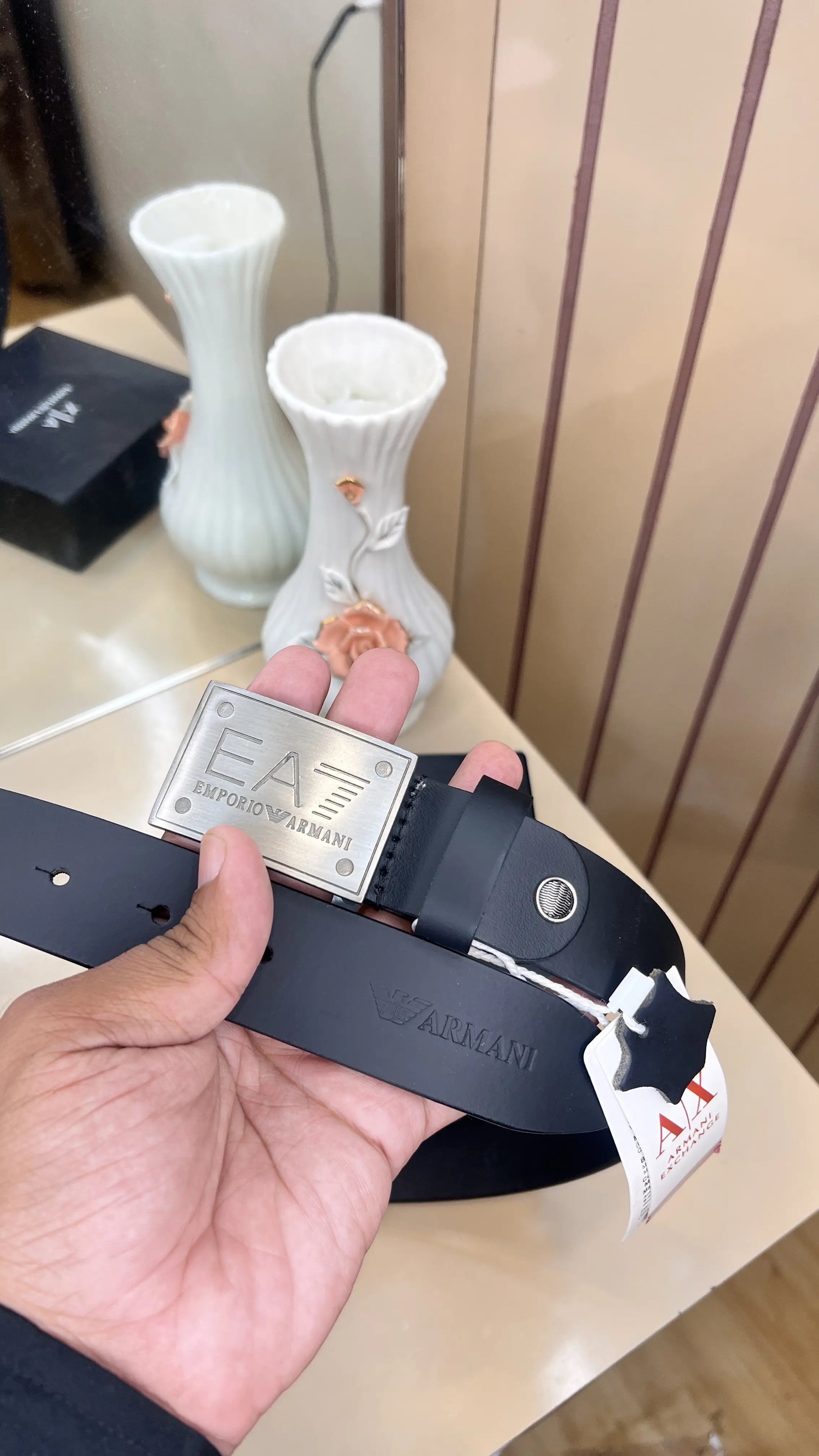 AX ARMANI EXCHANGE PREMIUM QUALITY IMPORTED LEATHER BELT WITH OG BOX AX-525 Secondary image