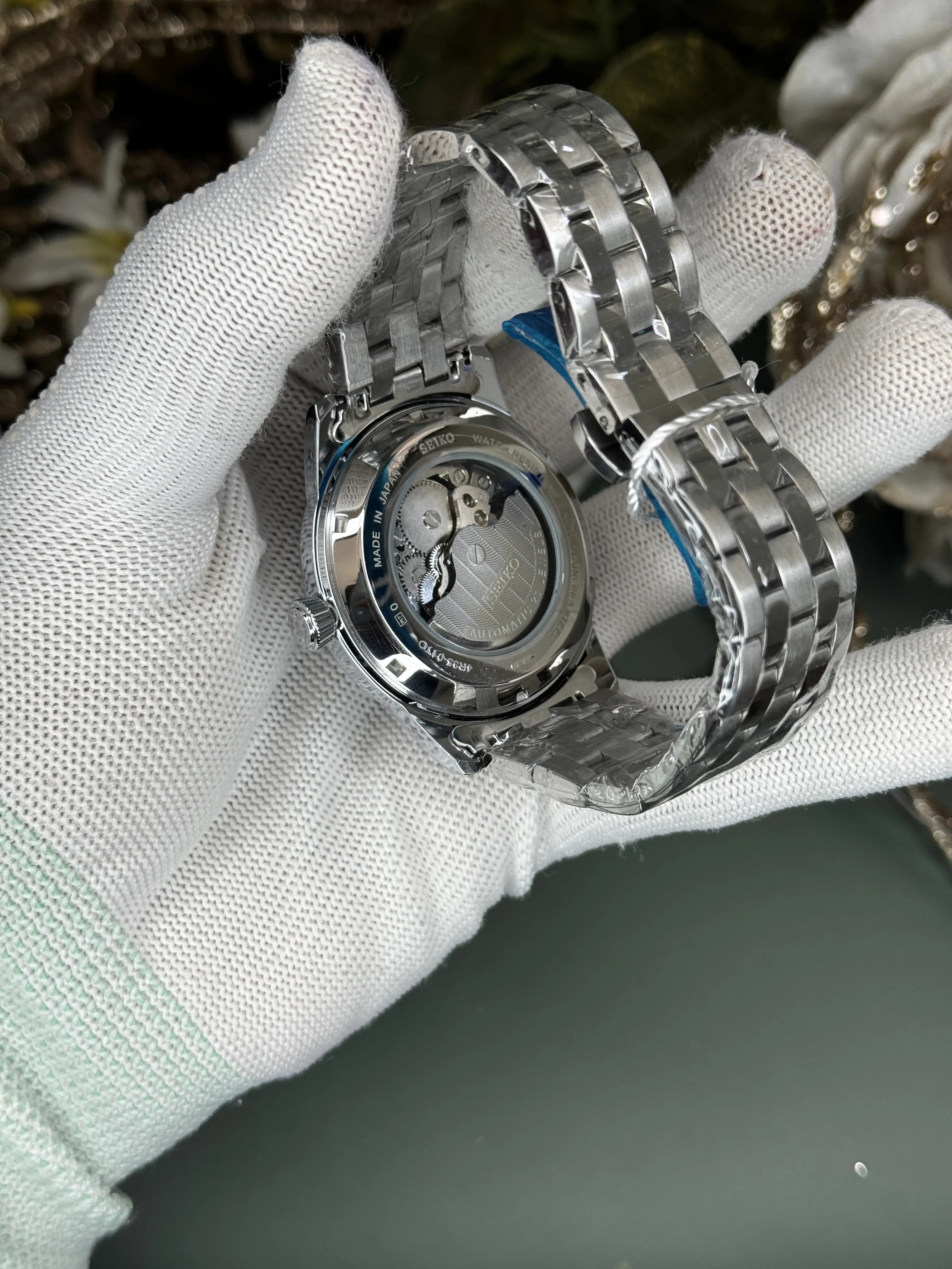 Seik o Presage Silver Black Automatic Premium Watch