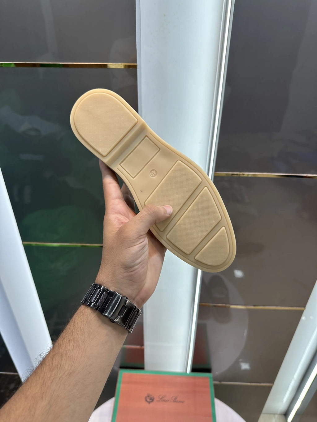 Loro_Piana Key Lock Slip-Ons Tan