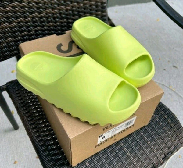 yezzy slide neon with og box butter paper
