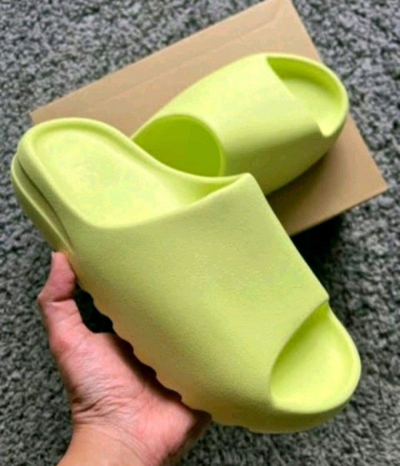 yezzy slide neon with og box butter paper