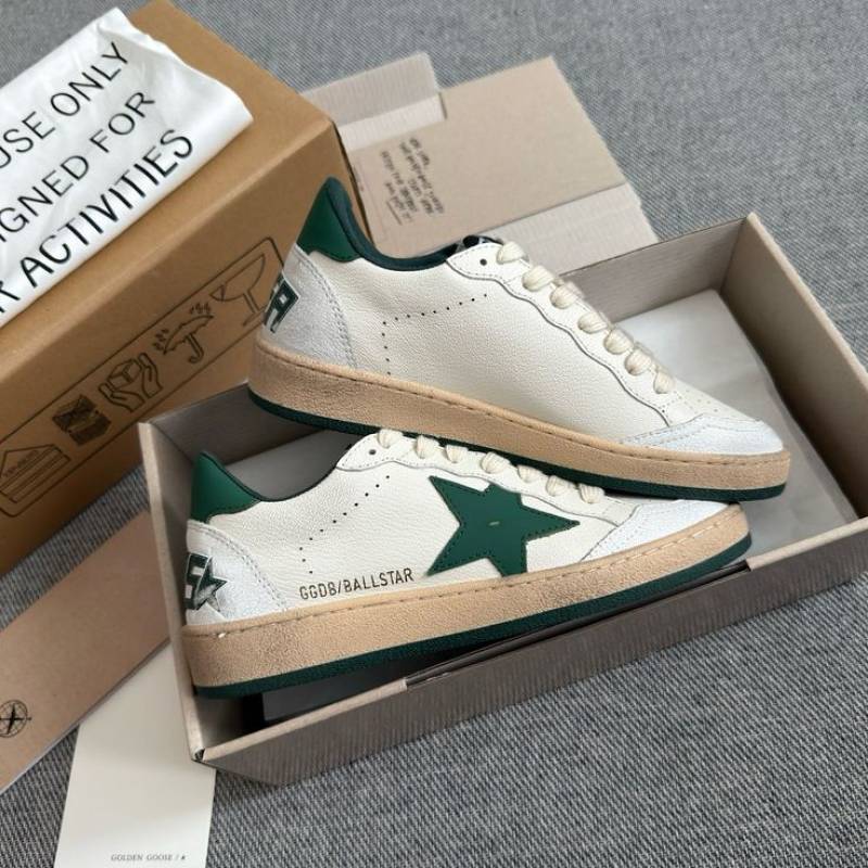 GOLDEN GOOSE BALLSTAR WHITE AND GREEN