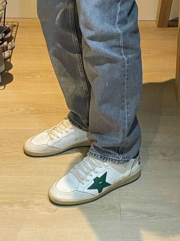 GOLDEN GOOSE BALLSTAR WHITE AND GREEN